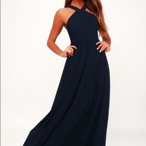 ✨Lulus, long, navy blue dress! GREAT condition!